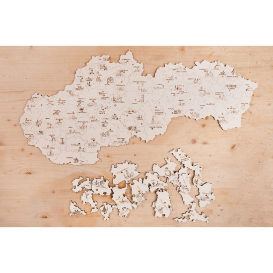 Drevené puzzle vo vrecku OKRESY A OKRESNÉ MESTÁ